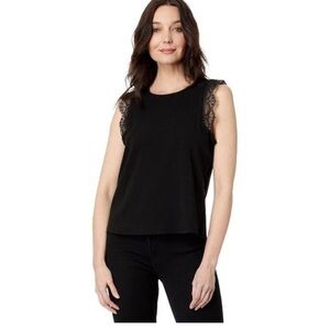 Elegant Black Lace Trim Women's Top